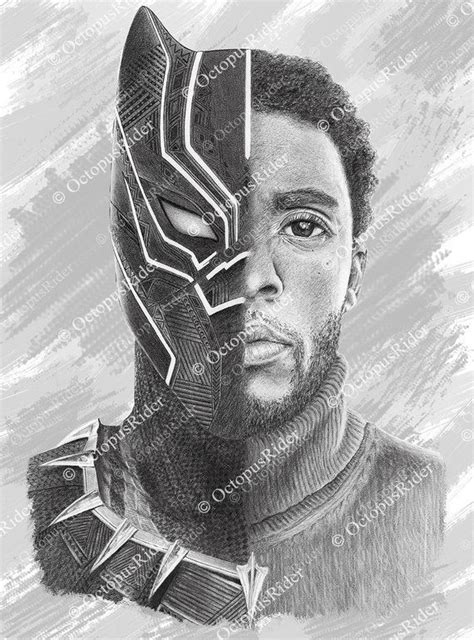 Black Panther Face Drawing Superhero Printable High Resolution Etsy