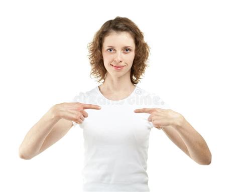 Young Woman Pointing At Herself Stock Photo Image Of Indicate Female