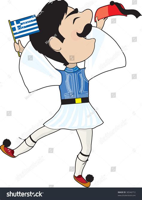 Greek Evzone Dancing Greek Flag Stock Vector Royalty Free 30546712