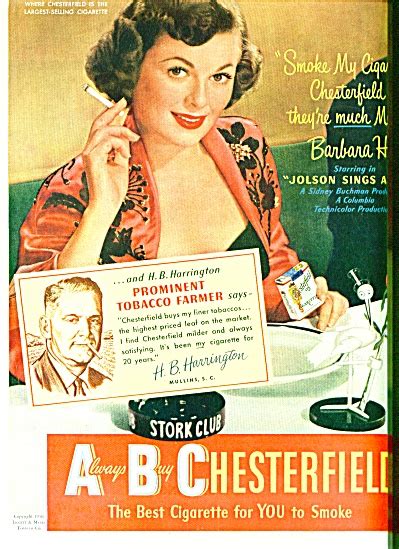 Chesterfield Cigarettes BARBARA HALE Chesterfield Celebrity At Miss Pack Ratz