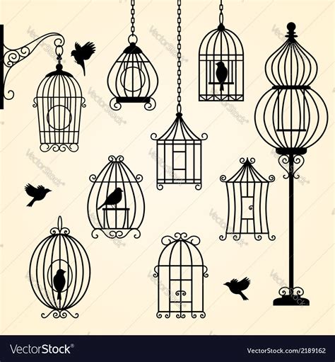 Set Vintage Bird Cages Royalty Free Vector Image