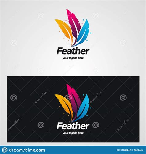 Colorful Feather Logo Designs Template Stock Vector Illustration Of