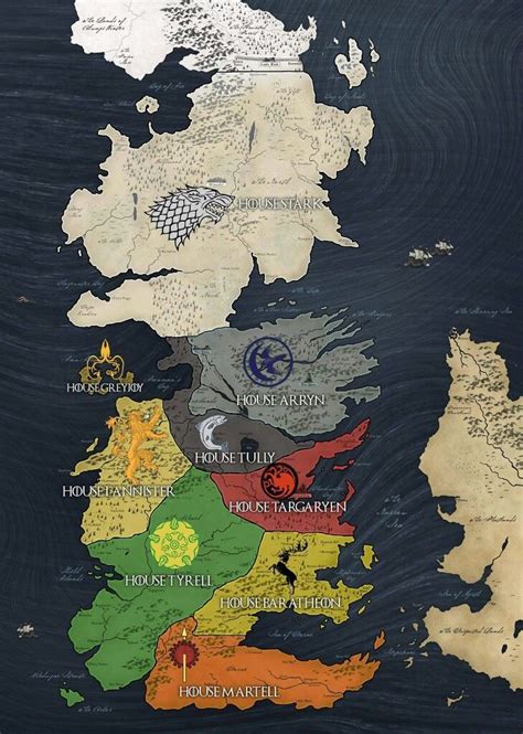 Got Game Of Thrones Westeros Karte Aller Häuser Stark Lannister