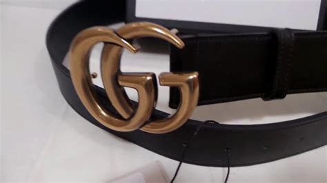 Gucci Black Leather Belt New Style Gg Gold Buckle New