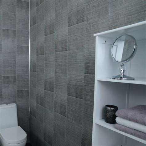 Dark Grey Bathroom Wall Panels Large Tile Effect Small Tile Effect