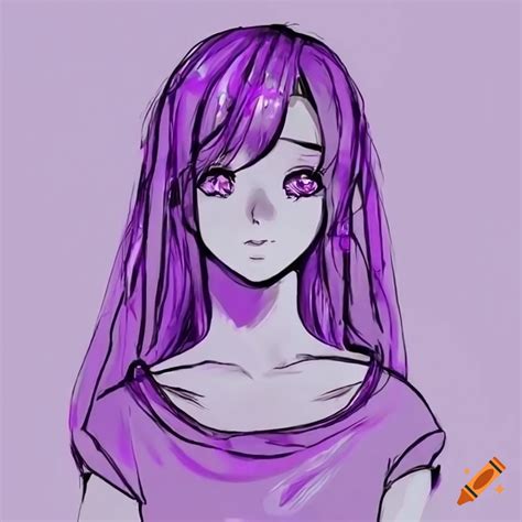 Monochromatic Purple Anime Girl Artwork On Craiyon