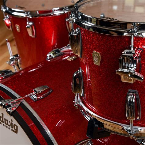 Ludwig Classic Maple 131624 3pc Drum Kit Red Sparkle Chicago Music