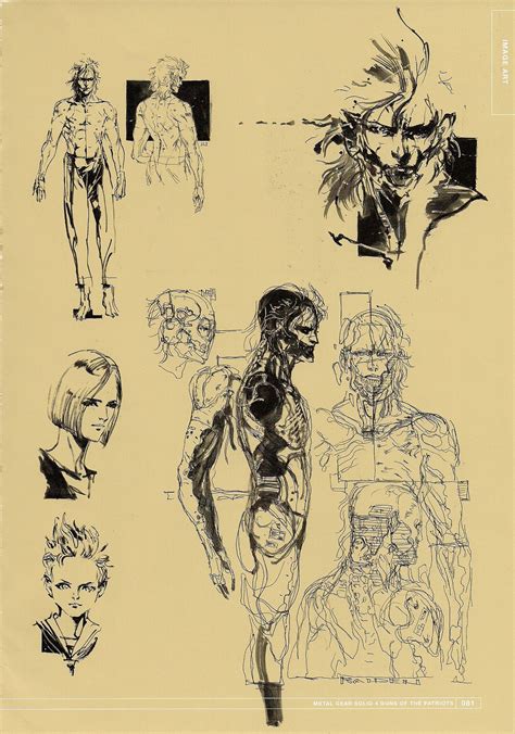 Metal Gear Solid 4 Yoji Shinkawa Concept Art Character Model Sheet