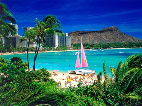 Free Download Beauty Landscape Waikiki Oahu Hawaii Nature Beaches Hd