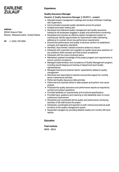 When writing a quality control manager resume remember to include your relevant work history and skills according to the job you are applying for. Quality Assurance Manager Resume Sample | Velvet Jobs