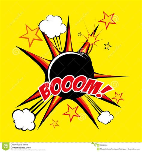 Comic Style Bomb Isolated On Background Stock Vector - Image: 39048480