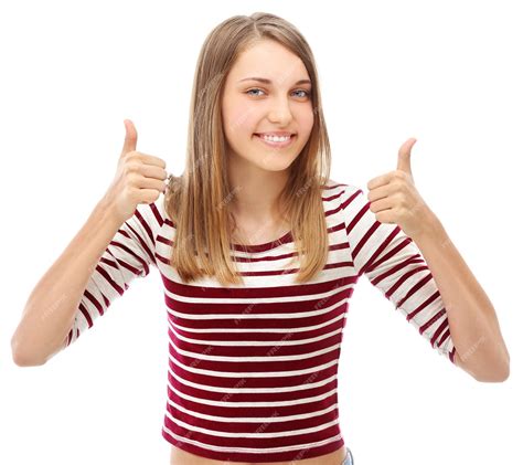 Premium Photo Success Portrait Of Excited Girl Raising Hands And