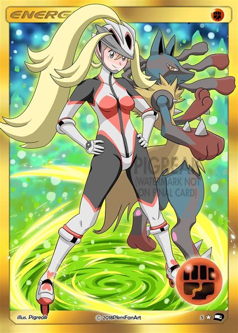 Korrina And Mega Lucario Fighting Energy Pigreak Custom Pokemon Card