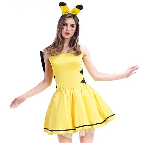 Adult Ladies Pokemon Pikachu Cosplay Fantasias Costumes Plus Size Womens Themed Party Halloween