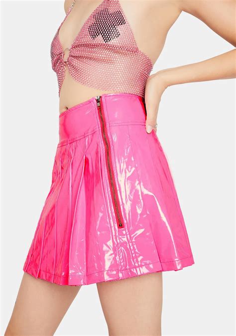 Pleated Vinyl Mini Skirt Pink Vinyl Mini Skirt Mini Skirts Pleated Mini Skirt