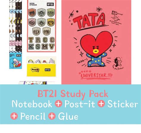 Bt21 Study Pack Korean Stationery School Supplies Etsy