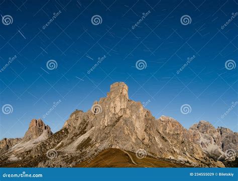 High Mountains And Stars Giau Pass Dolomite Alps Italy Landscape In
