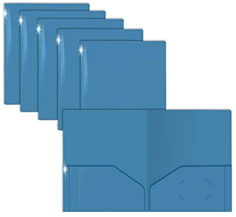Extra Heavyweight Light Blue Plastic 2 Pocket Portfolio Folders 12