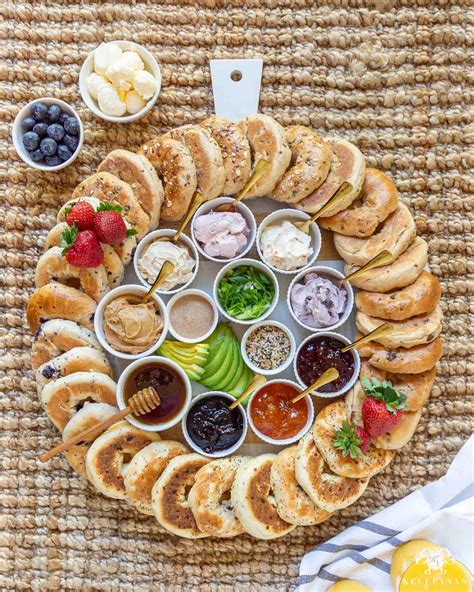 Bagel Breakfast Charcuterie Board With All The Toppings Kelley Nan
