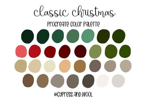 Classic Christmas Procreate Palette Procreate Color Palette Etsy
