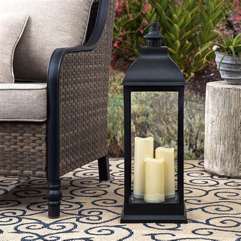 Sunjoy 24 Candle Lantern With LED Pillar Candle Classic Outdoor