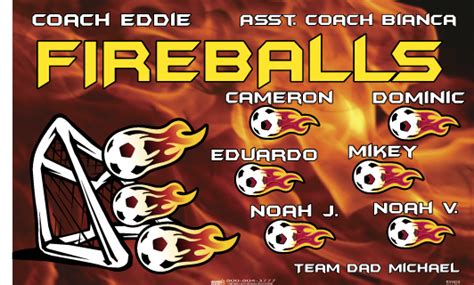 Fireballs B59424 Digitally Printed Vinyl Soccer Sports Team Banner