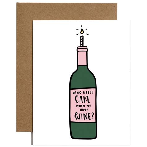 cake wine birthday card by brittany paige outer layer