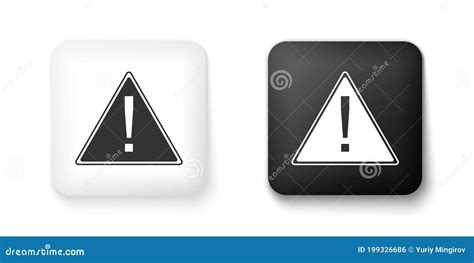 Black And White Exclamation Mark In Triangle Icon Isolated On White