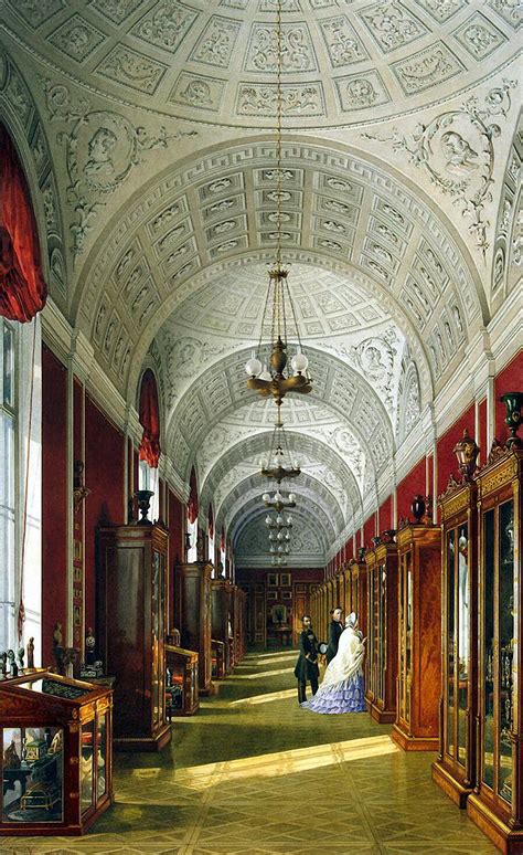 Виды залов Эрмитажа и Зимнего дворца в акварелях художников середины