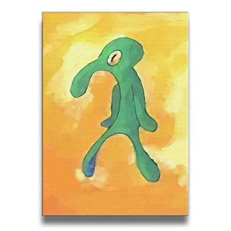 Bold And Brash Old Squidward Art Hand Painted Oil Painting Abstract