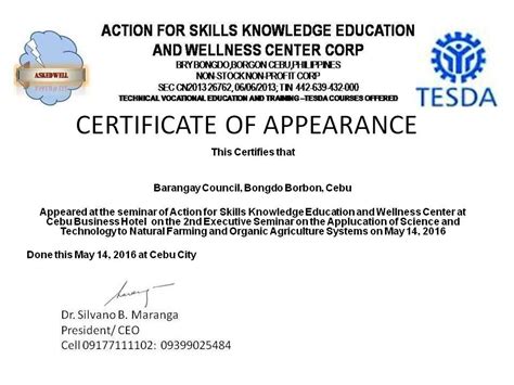 Certificate Of Appearance Template Certificate Templates With Regard