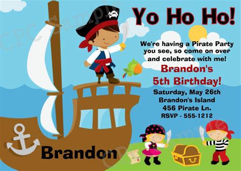 Pirate Birthday Party Invitation Printable Or By Onewhimsychick