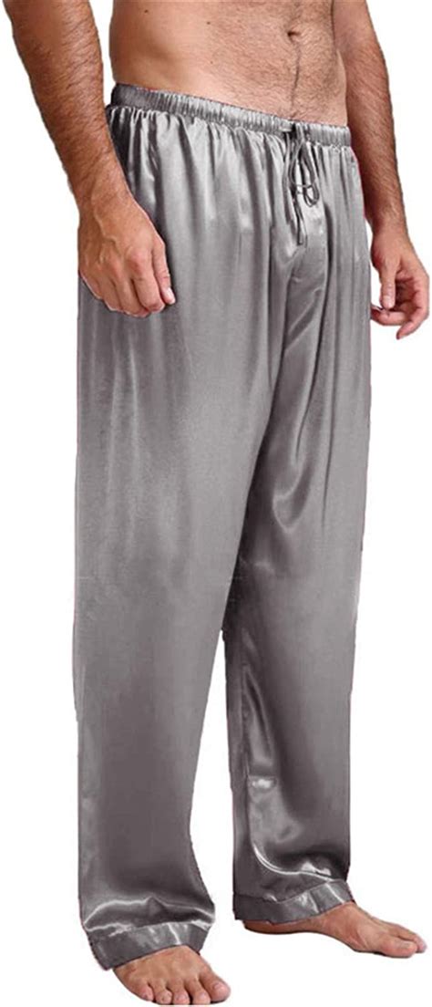 Mens Pajamas Pants Lounge Sleep Bottoms Silk Satin Trousers