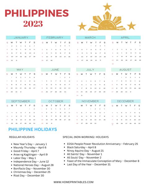 List Of 2023 Philippines Calendars With Holidays Free Download