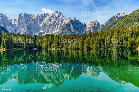 Beautiful Shot Of A Lake In Laghi Di Fusine In Julian Alps Italy Stock