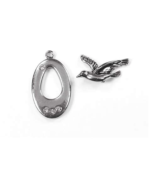 Blue Moon Findings Clasp Metal Toggle Oval Bird Clear Antique Silver