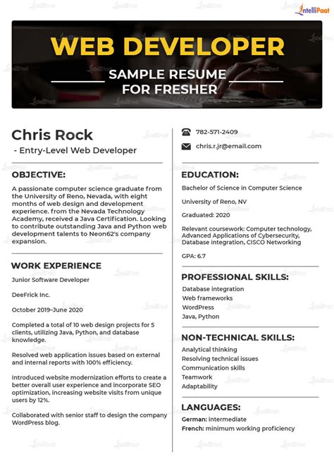 Web Developer Resume Guide With Examples For Intellipaat