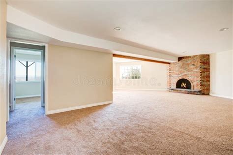Spacious Empty Living Room Interior With Carpet Floor Stock Image