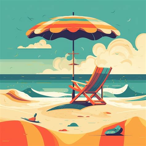 Premium Ai Image A Beach Scene With An Umbrella And A Beach Chair On