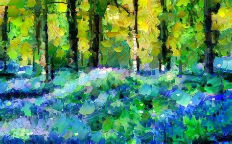 Bluebells In The Forest Abstract By Georgiana Romanovna Abstract