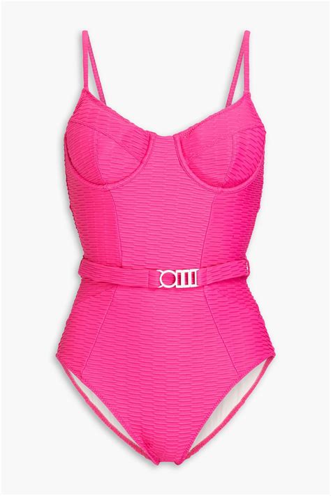 solid and striped spencer belted swimsuit the outnet