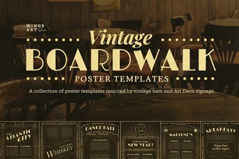 Vintage Boardwalk Poster Templates Poster Template Signage Art Deco
