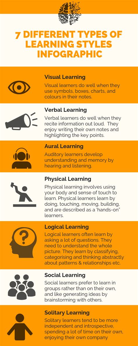 Types Of Learning Styles The 7 Most Common Learning Types Infographic