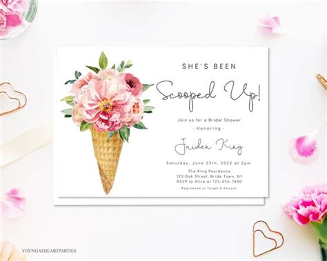 Shes Been Scooped Up Bridal Shower Invitation Template Etsy