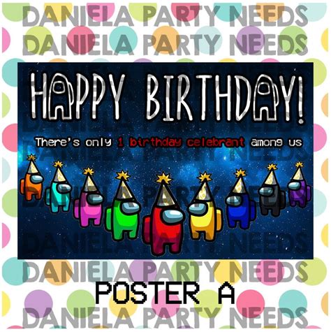 New Among Us Theme Birthday Party Banner Tarpaulin Only Poster A