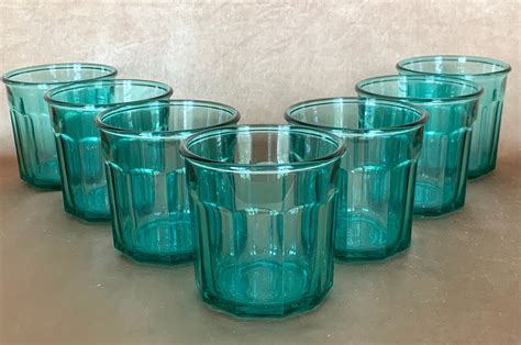 Turquoise Working Glass 14 Oz Flat Tumblers Cristal D Arques Barware Glass Arques Turquoise