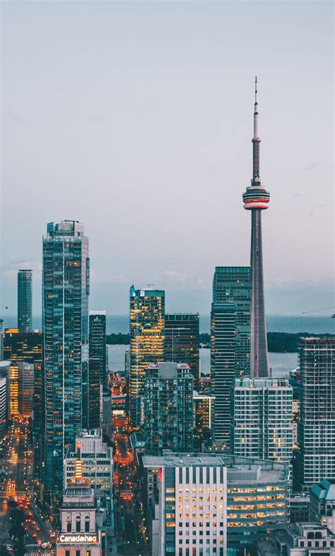 1280x2120 Toronto Citylights Tallest Skyscraper Dusk Evening Canada