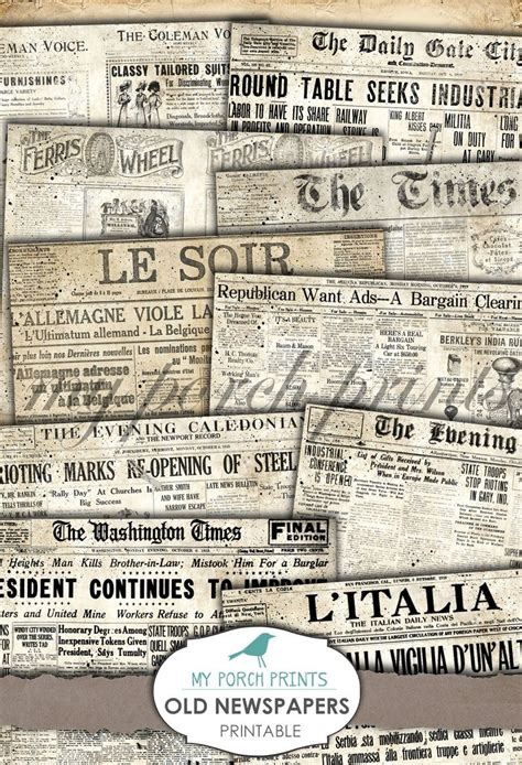 Old Newspapers Printable Paper Newsprint Junk Journal Etsy