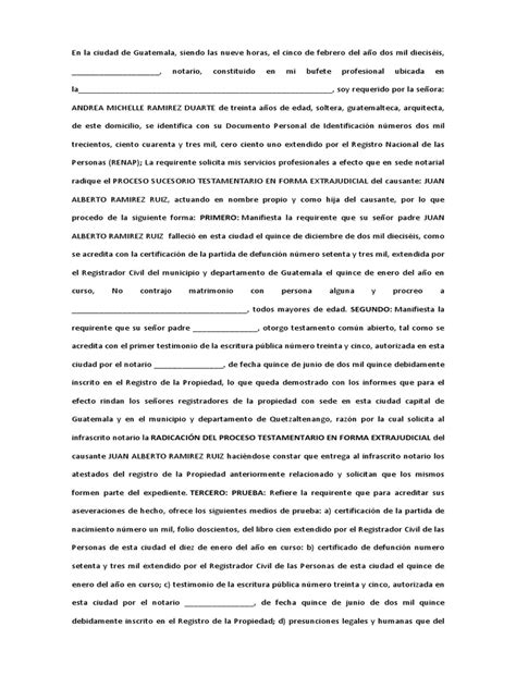 Acta Notarial De Requerimiento Testamentaria Pdf Instituciones Sociales Ciencias Sociales