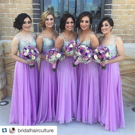 Beautiful Purple Bridesmaid Dresses With Spaghetti Straps Chiffon